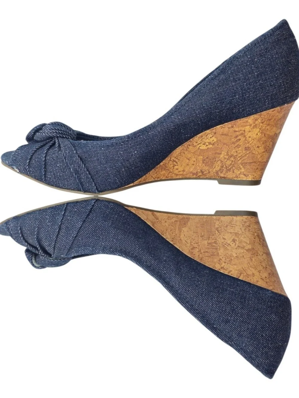 American Eagle By Payless Navy Peep-Toe Wedge Heels Size 9.5